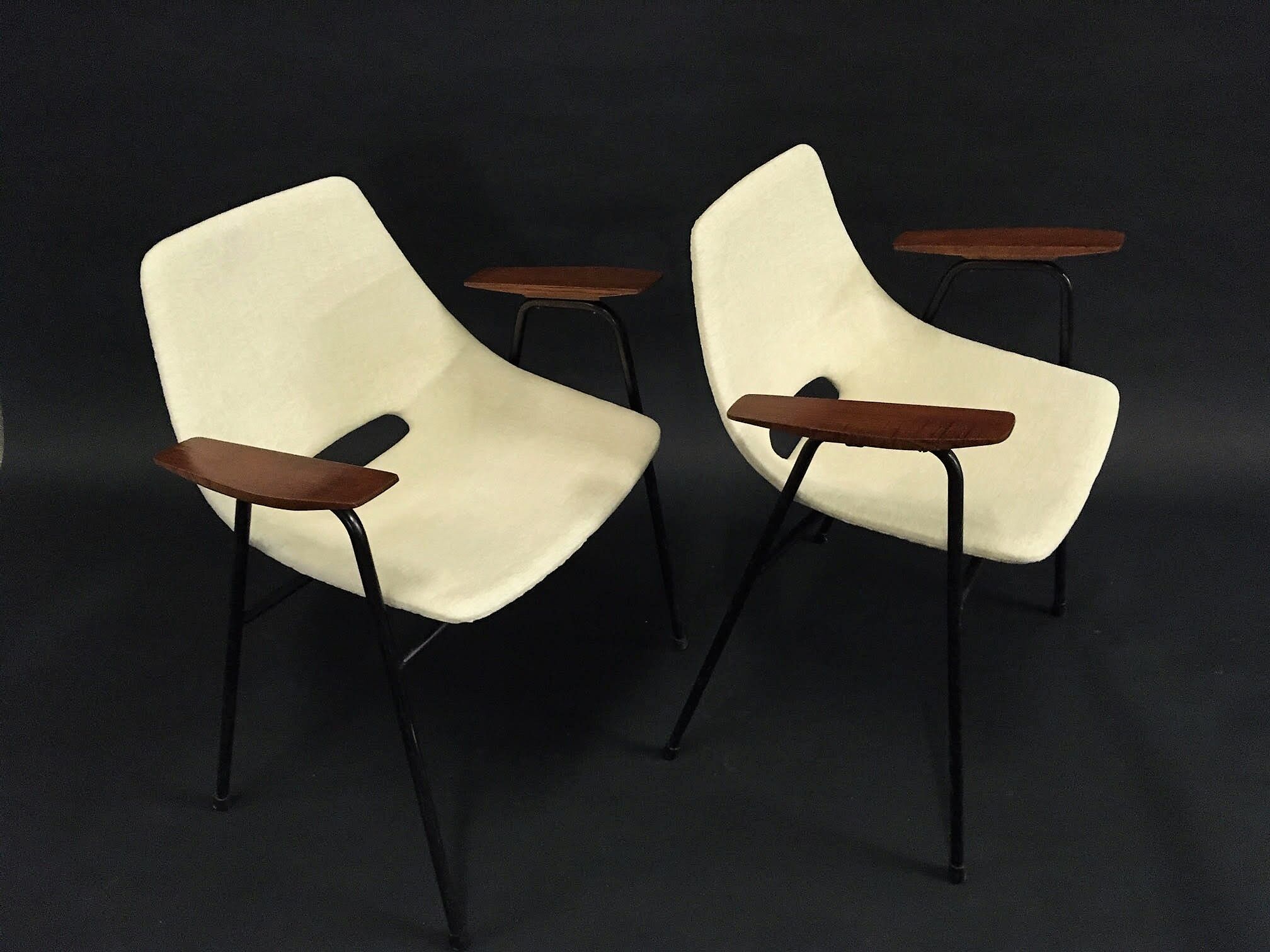 Pair of bridge armchairs, barrel model by Pierre Guariche, Steiner edition 1954