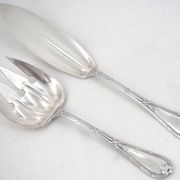 Christofle Rubans model Bell service fish cutlery set, silver-plated, 2 pieces.