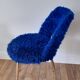 Chair in royal blue moumoute and brass legs 60s