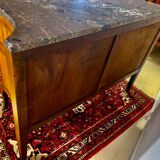 Chest of drawers with curved façade, transition style, in veneer of precious wood