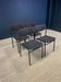 Set of 4 Gijs Van Der Sluis chairs aubergine fabric black steel legs 70s Netherlands
