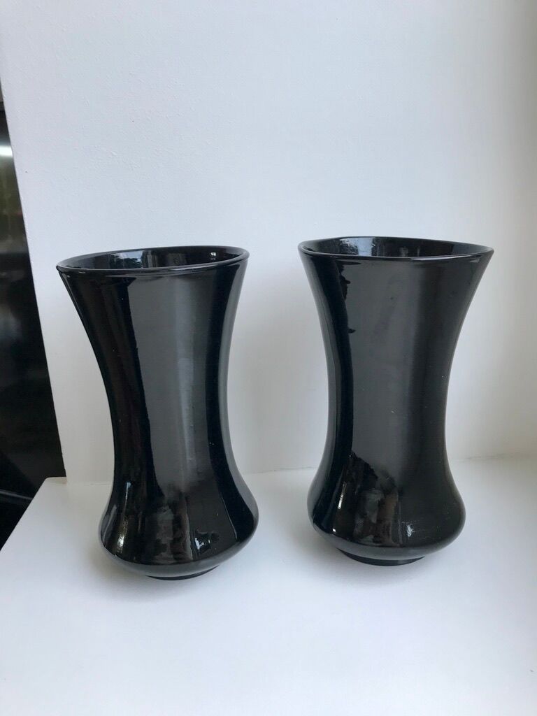 pair of black opaline vases early twentieth century