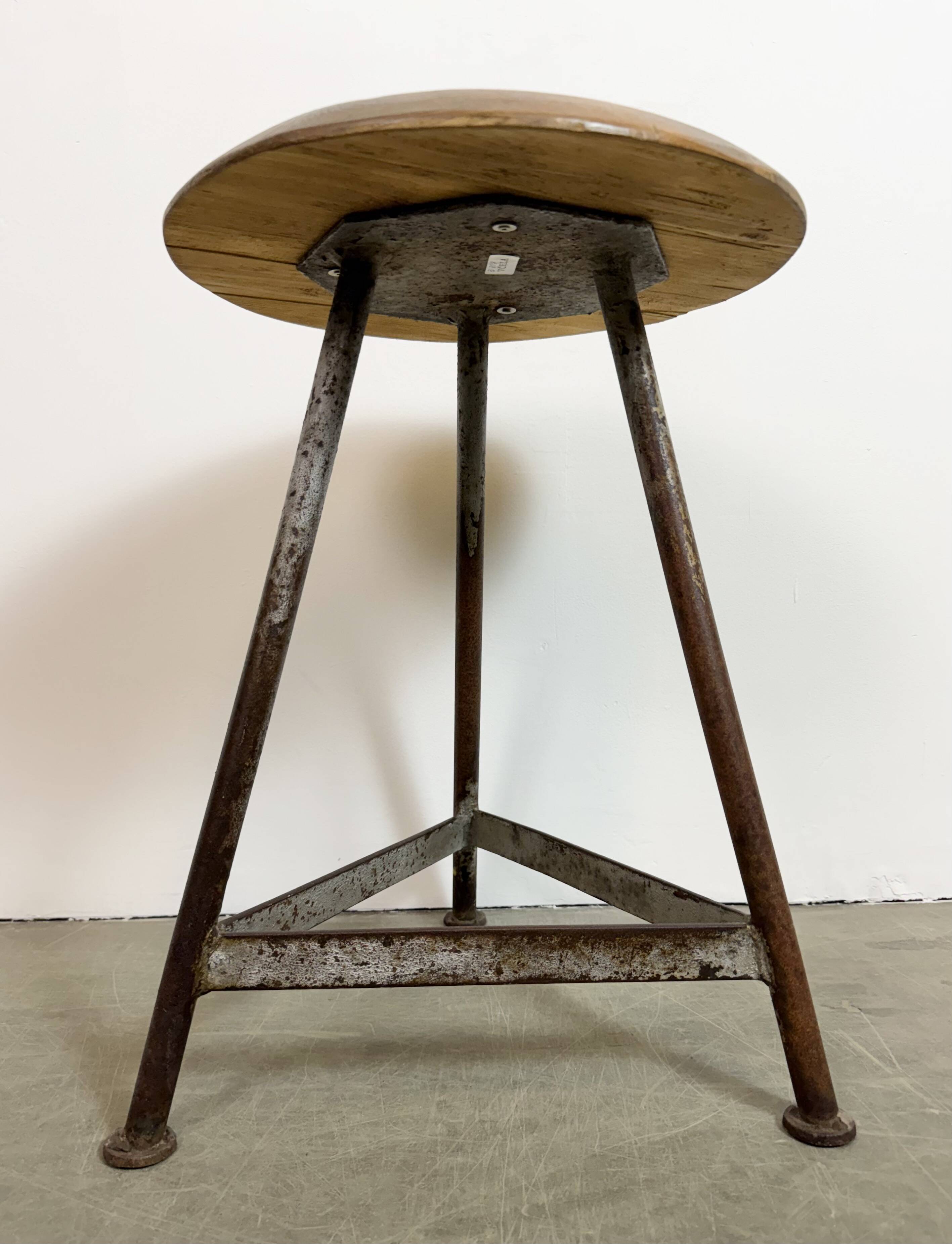 Tabouret d'atelier industriel gris, années 1960