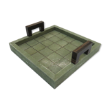 Plateau with green Galuchat grid with handles