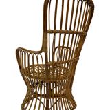 Ensemble de deux fauteuils en rotin du milieu du siècle par Bonacina 1950 Design
