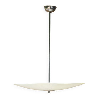 White opaque glass ceiling chandelier, 1950s