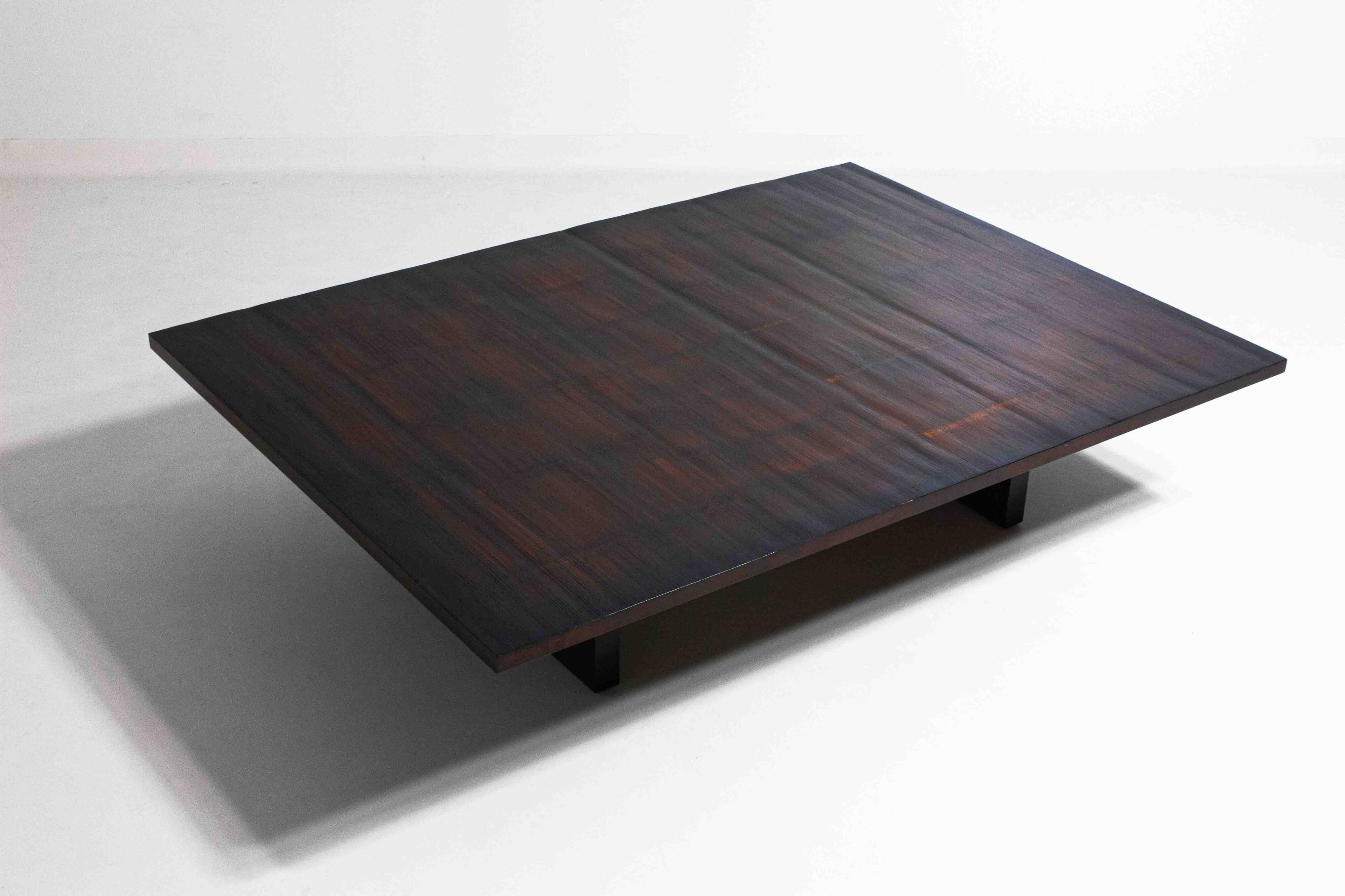 Large bamboo & wengé coffee table by Axel Vervoordt, 1980s