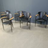 Vintage leather armchairs by Arrben Italy, 1980s - set of 6