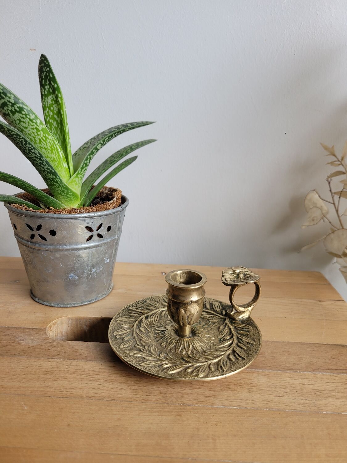 Brass cellar rat candle holder