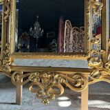 Miroir d’époque Art Nouveau en bois doré à la feuille d’or, fin XIXème