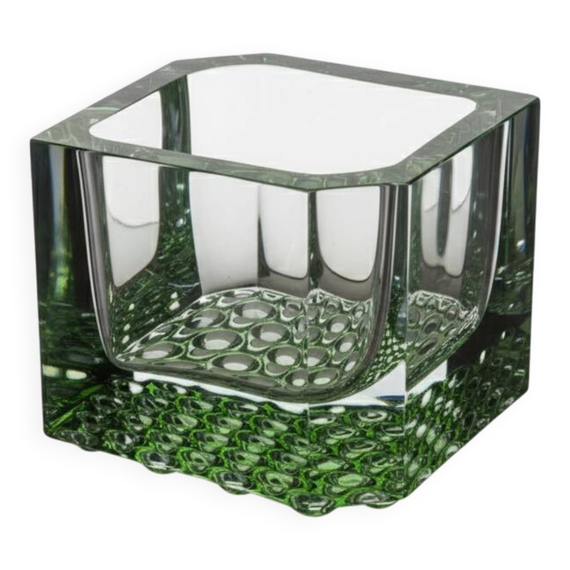 Green Square Bowl, Pavel Hlava, 1970s, Czechoslovakia