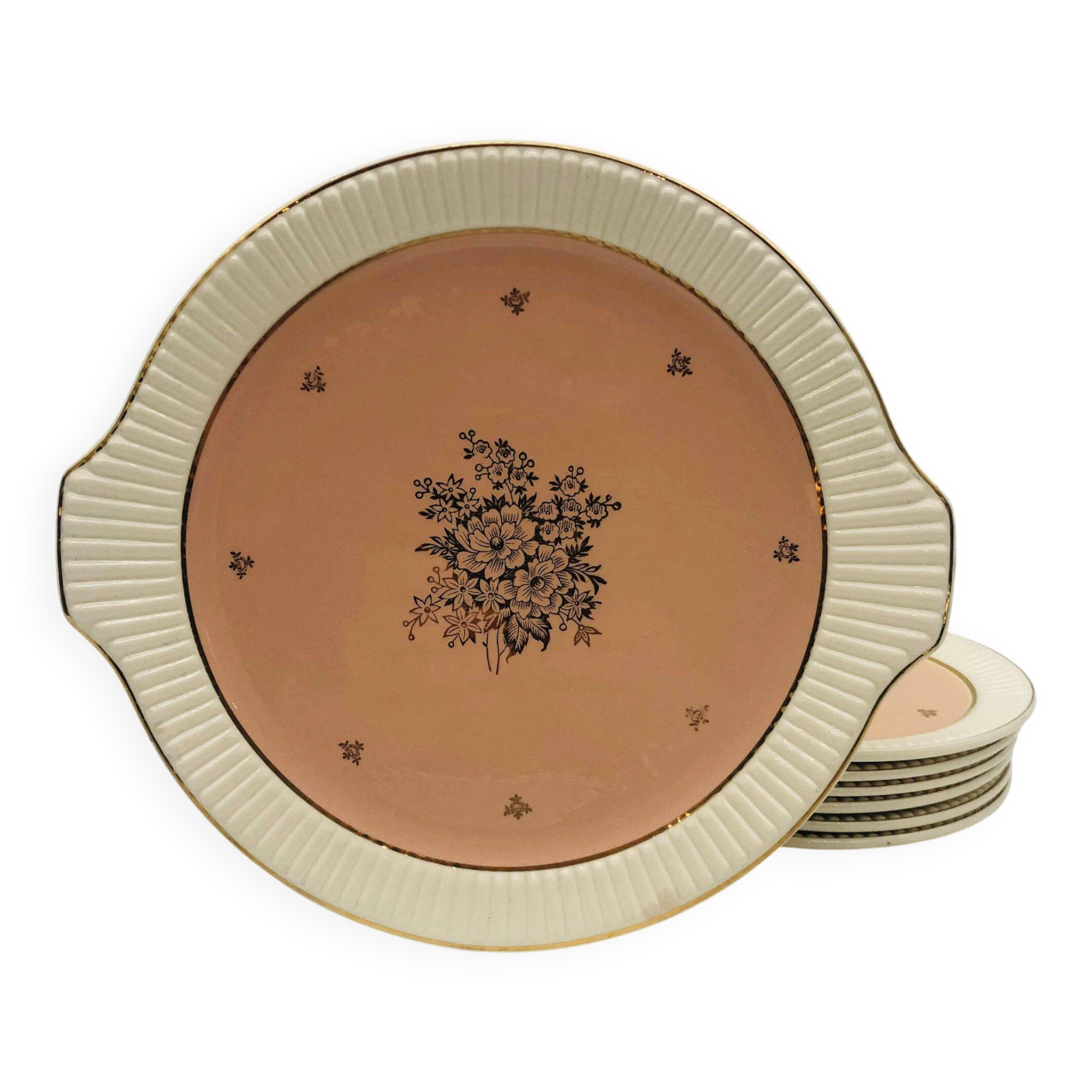 6 Assiettes à dessert et le plat de service, Villeroy & Boch », Météore.