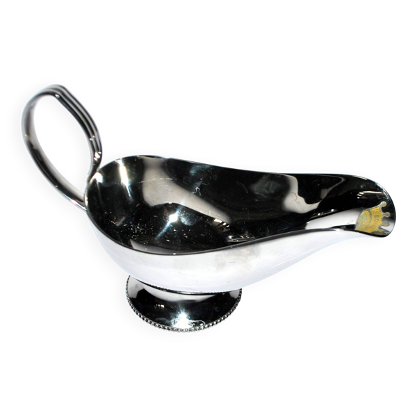 Saucière vintage décor perle piédouche en métal BB ROYAL France