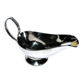 Saucière vintage décor perle piédouche en métal BB ROYAL France