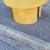 Vintage coffee table round light wood