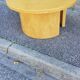 Vintage coffee table round light wood