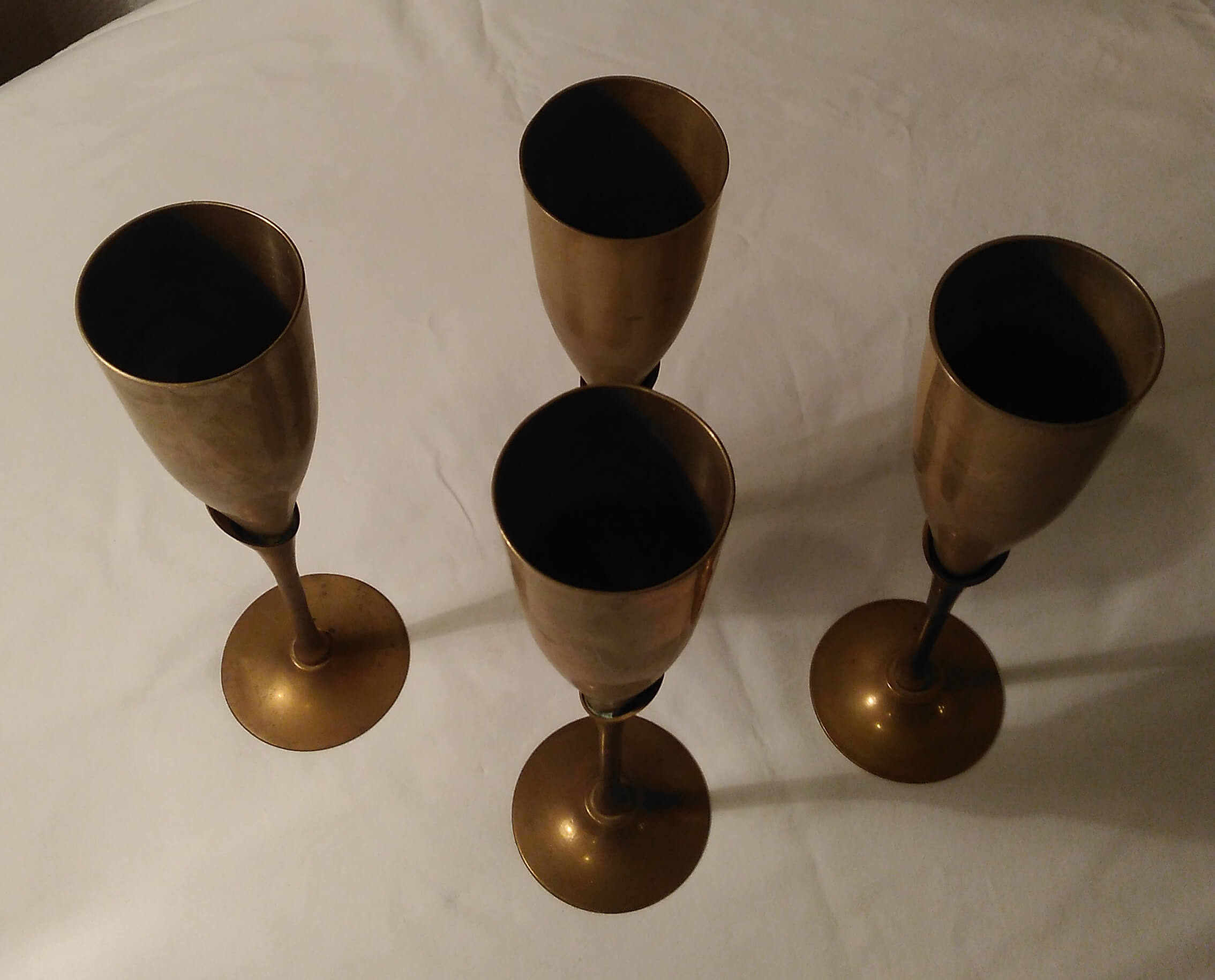 Lot of 4 brass champagne flutes