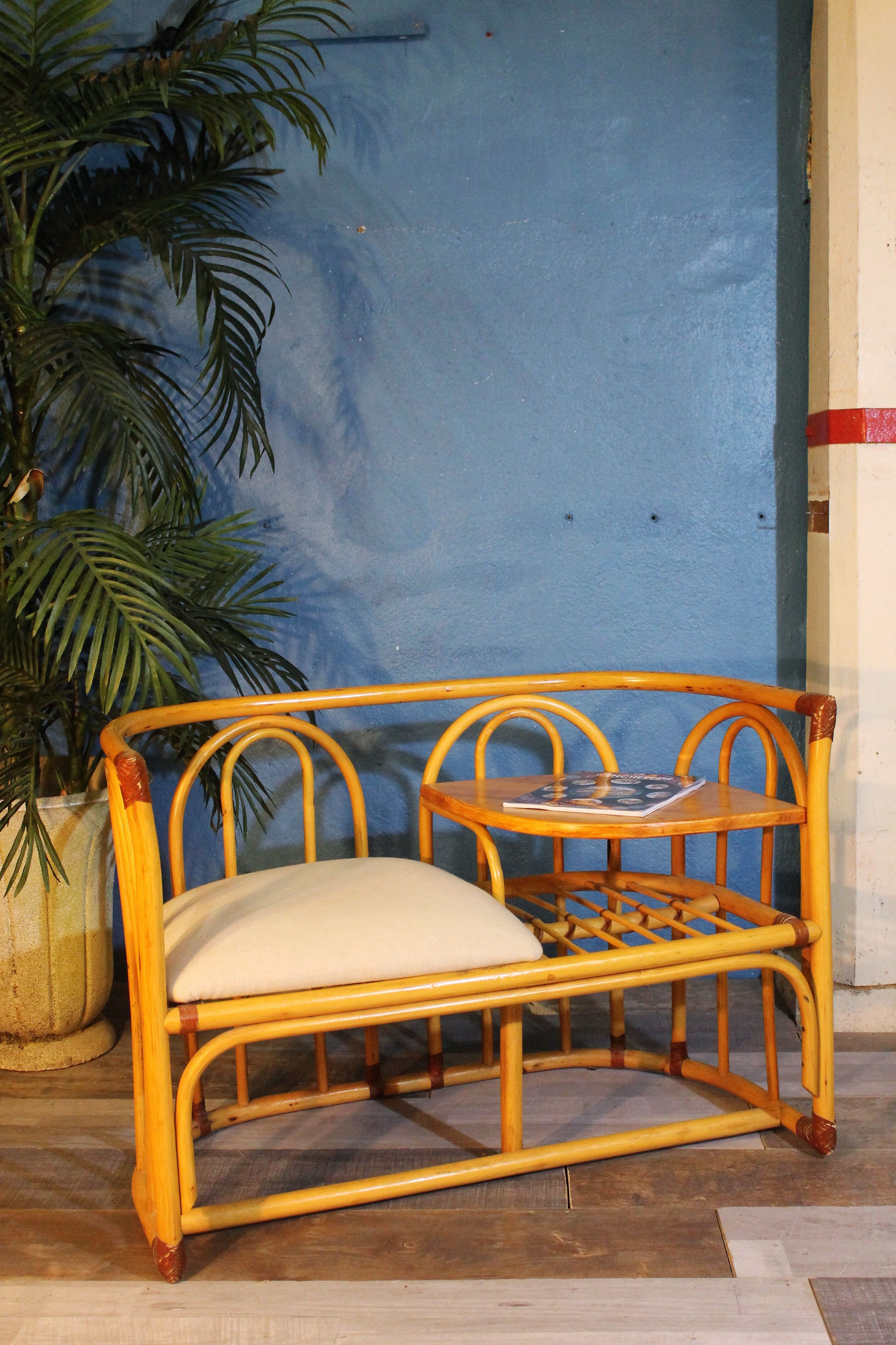 1-seat rattan bench 1980s