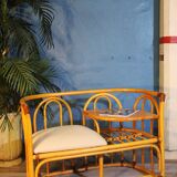 1-seat rattan bench 1980s