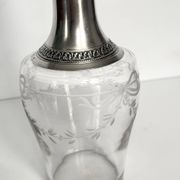 Carafe ancienne en cristal et argent massif – décor rubans et guirlande