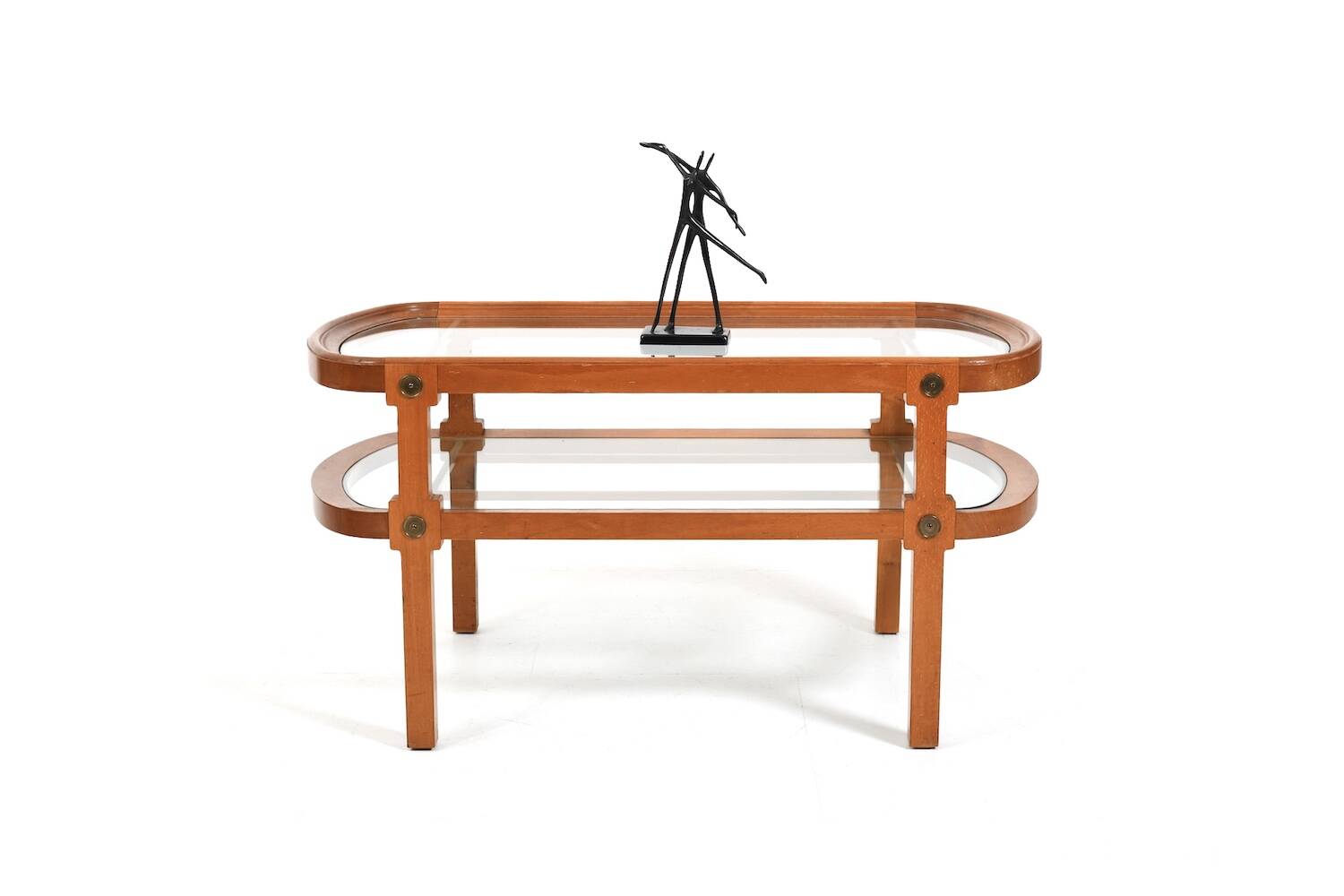 Oval Art Deco Sofa Table with Brass Dekor Denmark 1930s