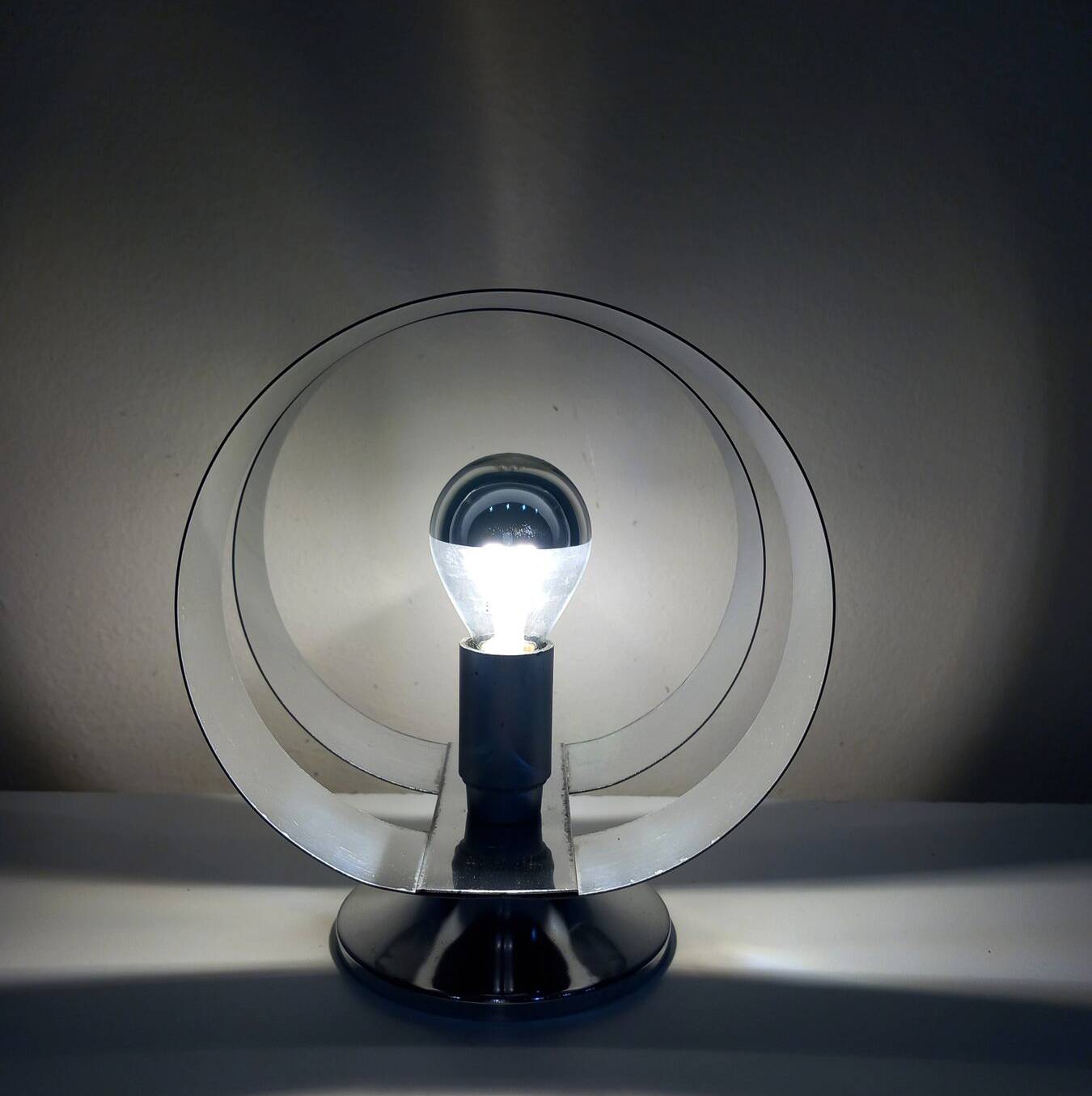 Vintage Table Lamp • Rings • Steel • Space Age • 1970