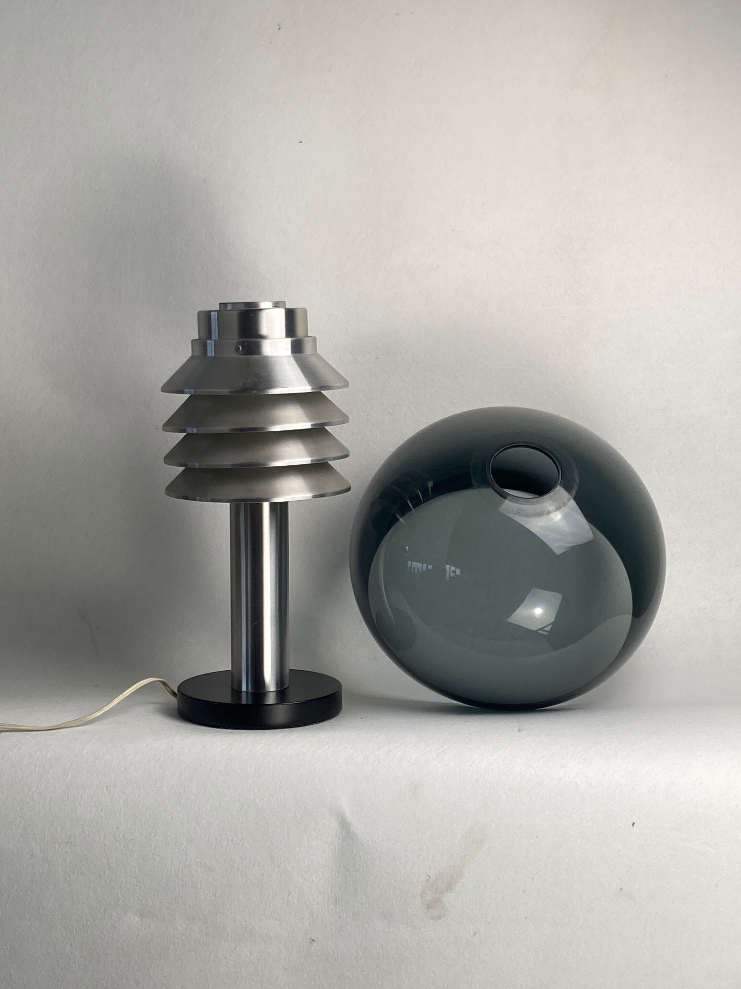 Space age aluminum mushroom dome lamp by Hans Agne Jakobsson for Markaryd, Sweden 1960s