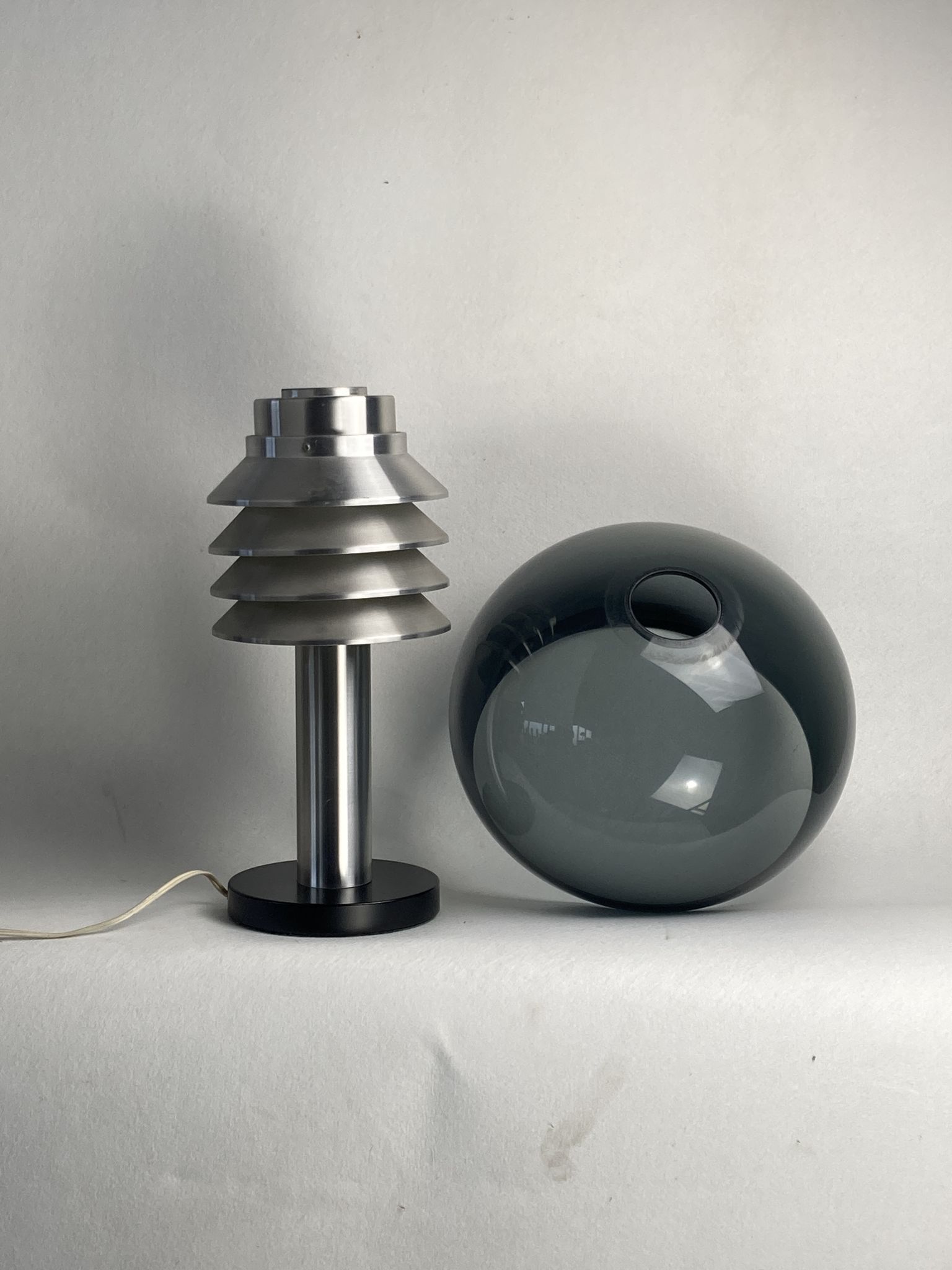 Space age aluminum mushroom dome lamp by Hans Agne Jakobsson for Markaryd, Sweden 1960s