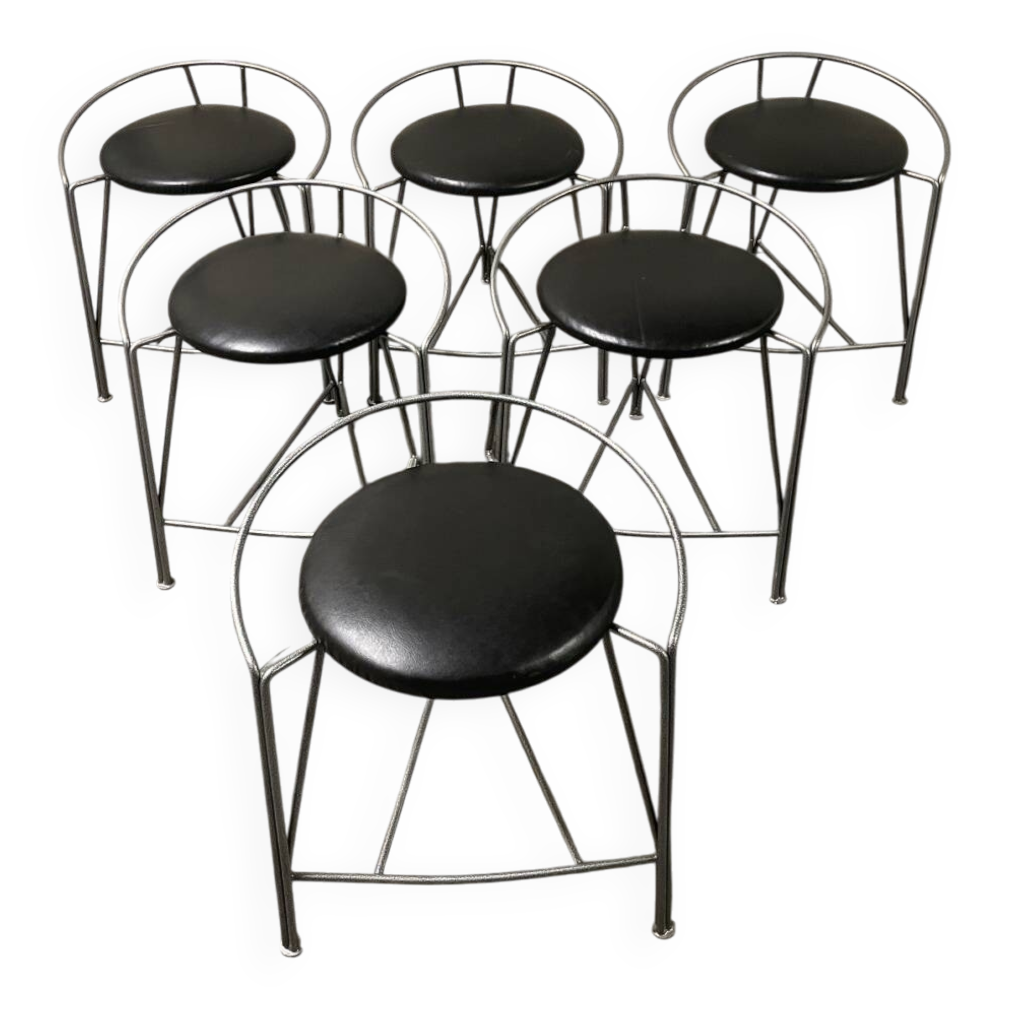 6 silver moon stools by Pascal Mourgue for Fermob 1985