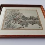 Watercolor landscape of Sologne