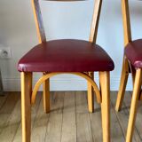 Set of 6 Luterma bistro chairs in blond wood and skaï 50s