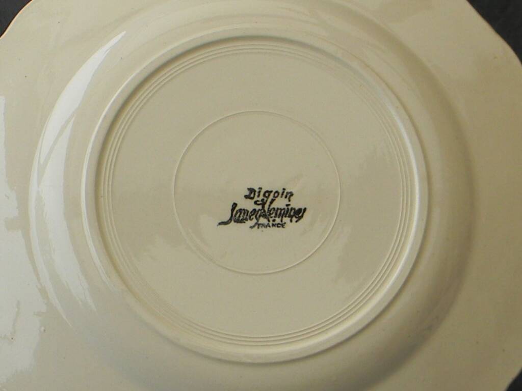 6 assiettes plates en faïence ivoire Digoin Sarreguemines
