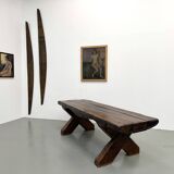 Table Brutaliste en Chêne Massif, Art Populaire (Vers 1900)