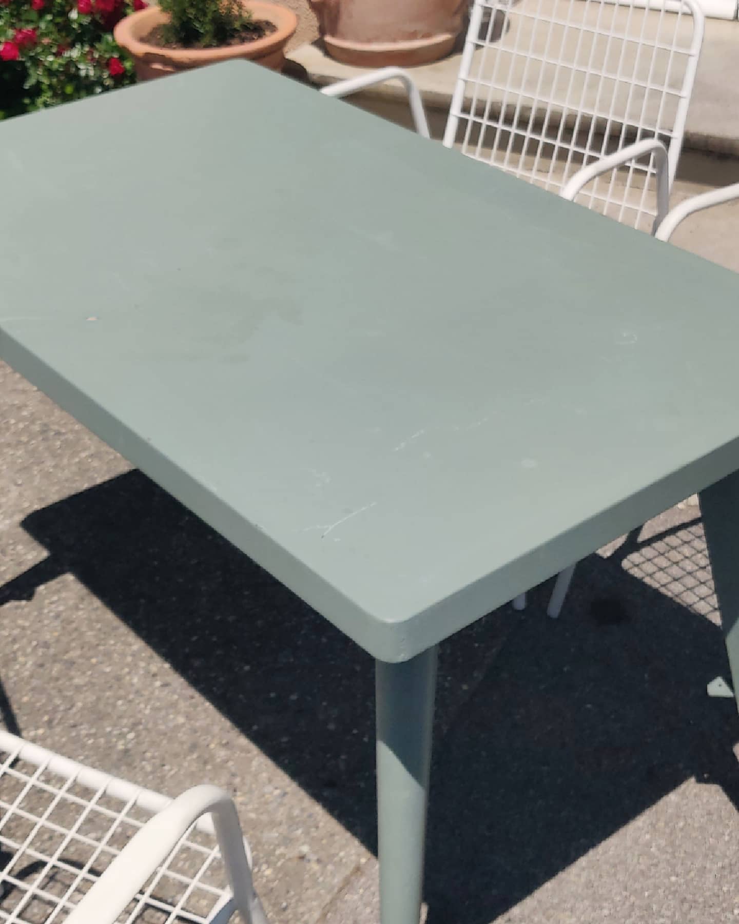 Old table Tolix T55 water green color 110x65