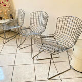Pair of Harry Bertoia chair for Knoll vintage chrome steel 80s