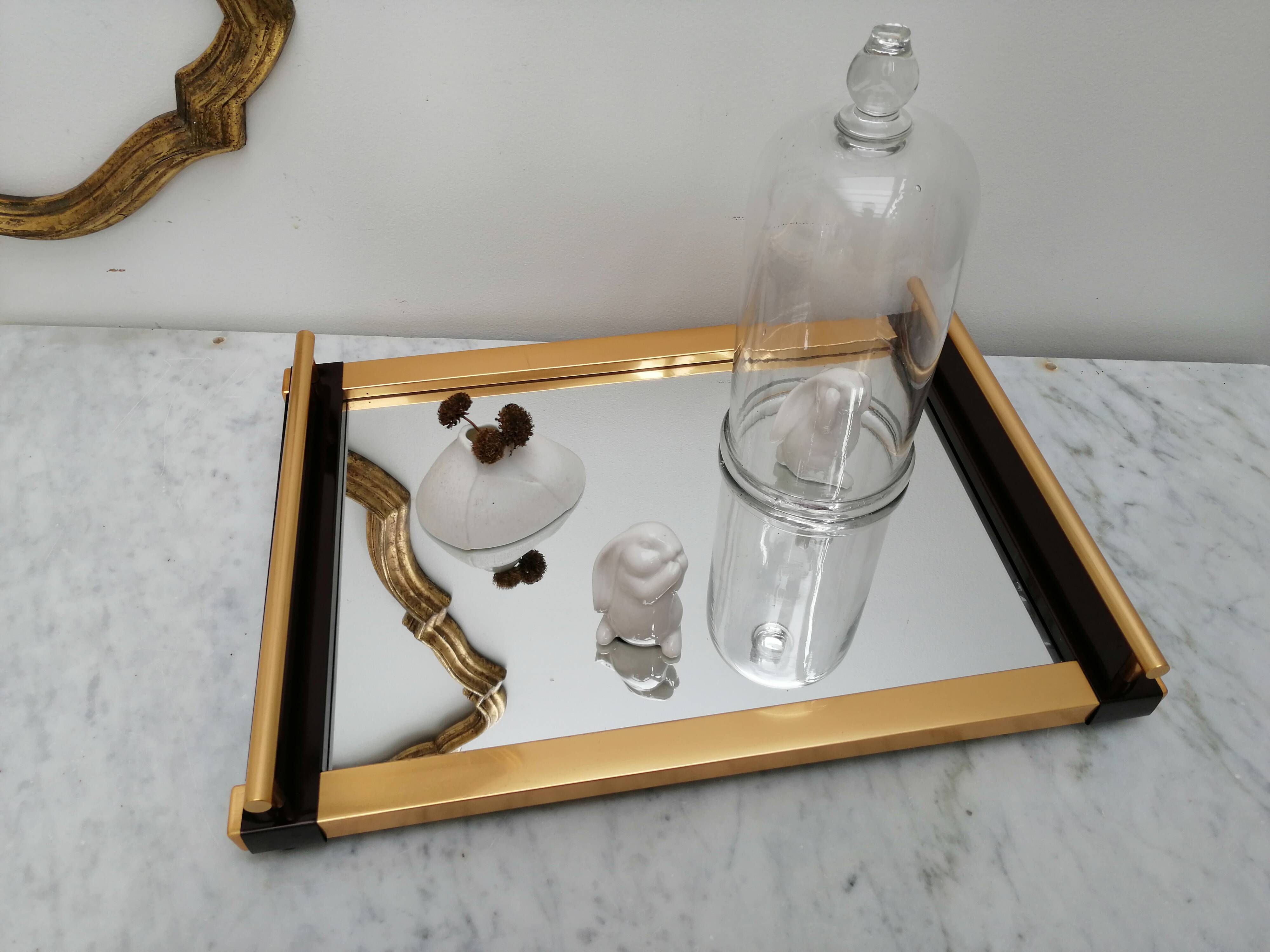 Golden mirror tray