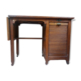 Wooden curtain desk with folding shelf