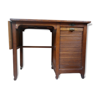 Wooden curtain desk with folding shelf