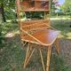 Rattan bamboo display shelf + vintage desk from the 50s-60s-70s.