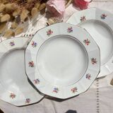 5 vintage hollow plates in opaque porcelain SALINS floral pattern