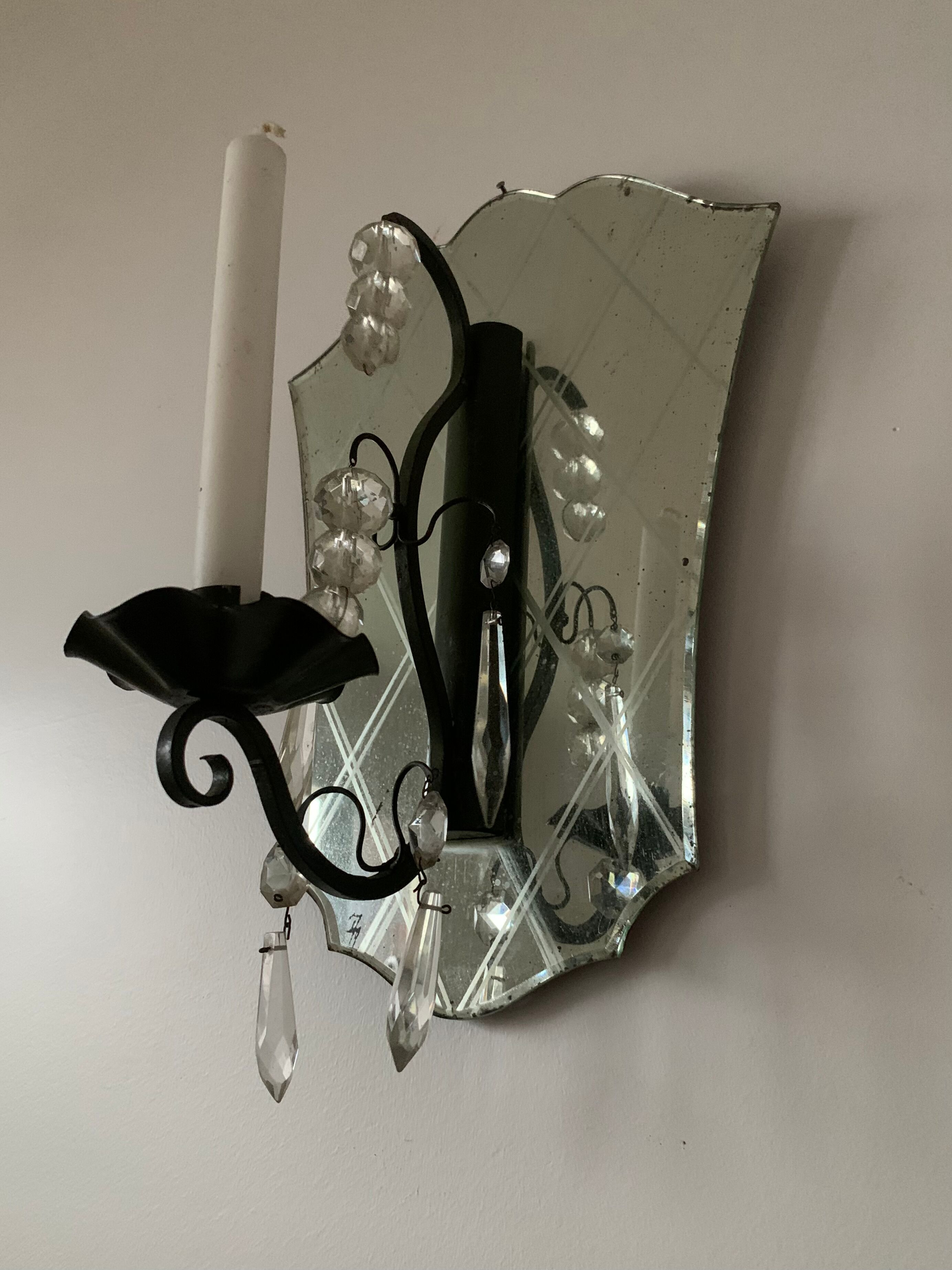 Antique Venetian mirror candle holder