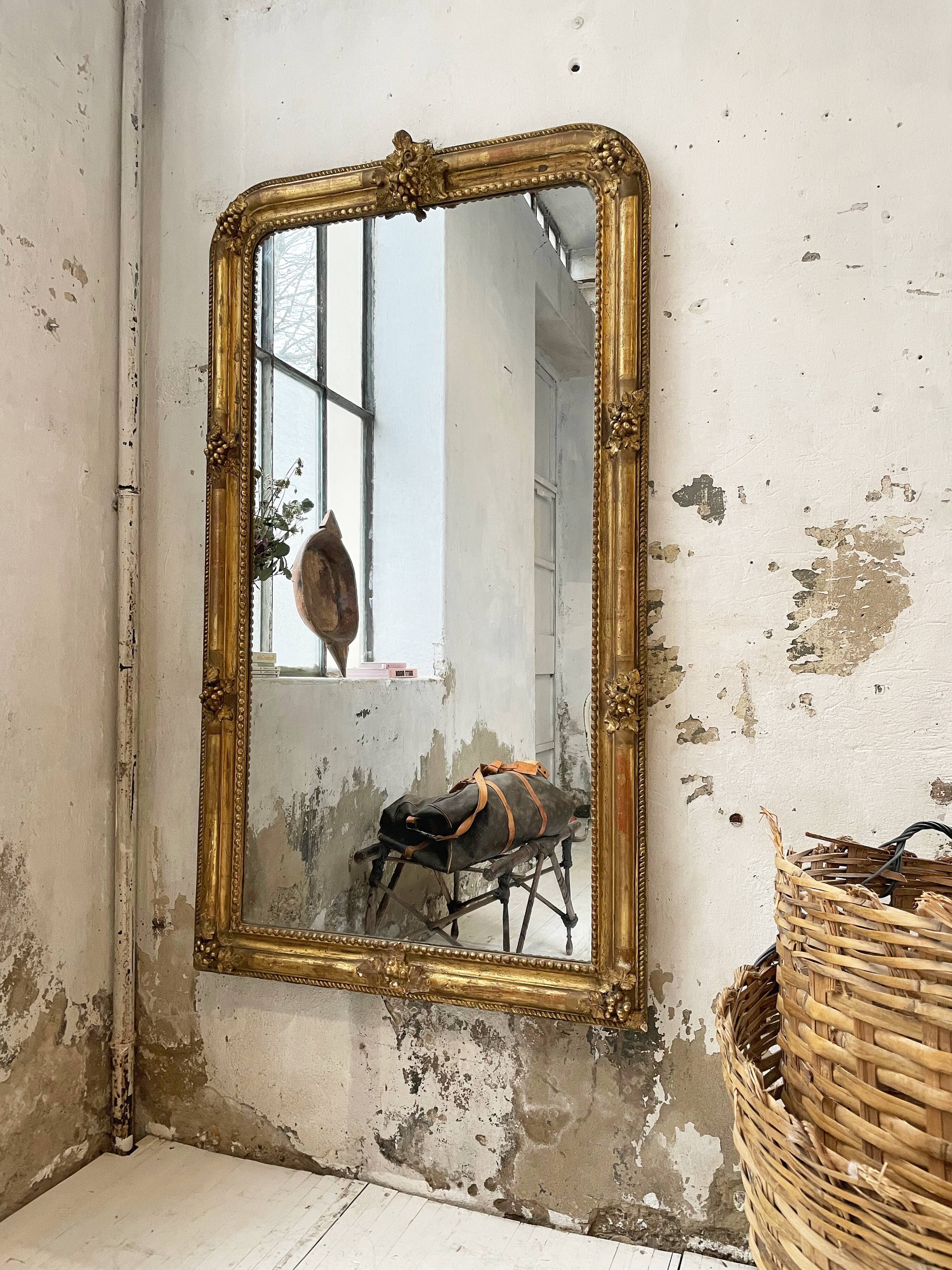 Louis Philippe Flowered Mirror 19th 84x150cm