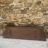 Large wall shelf with 2 wooden and brass shelves.