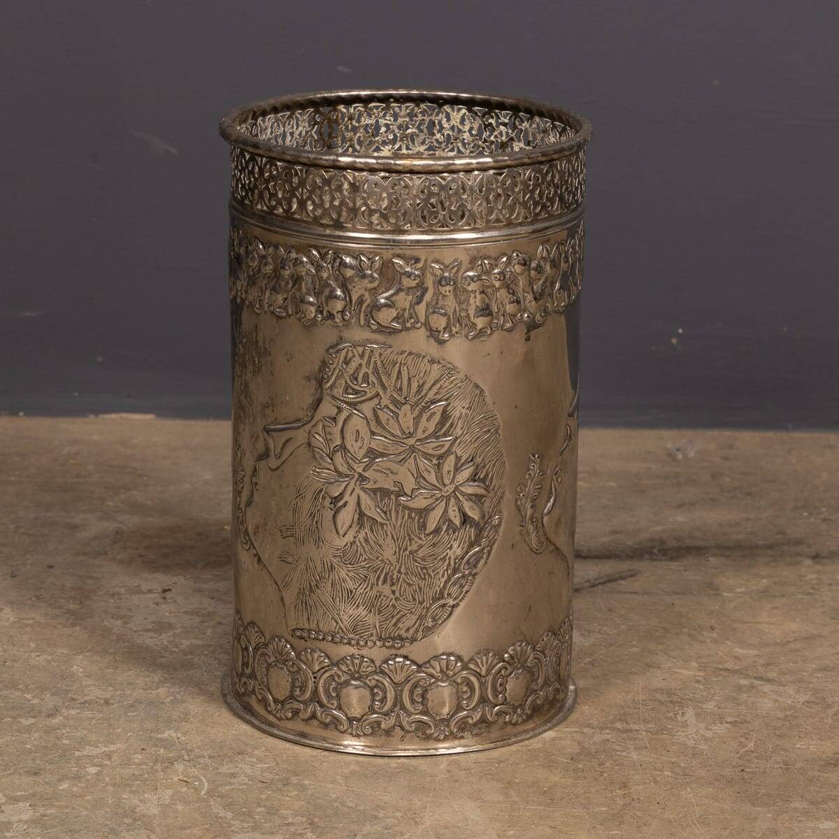 Antique Art Deco Silver Plated Waste Paper Bin c.1920