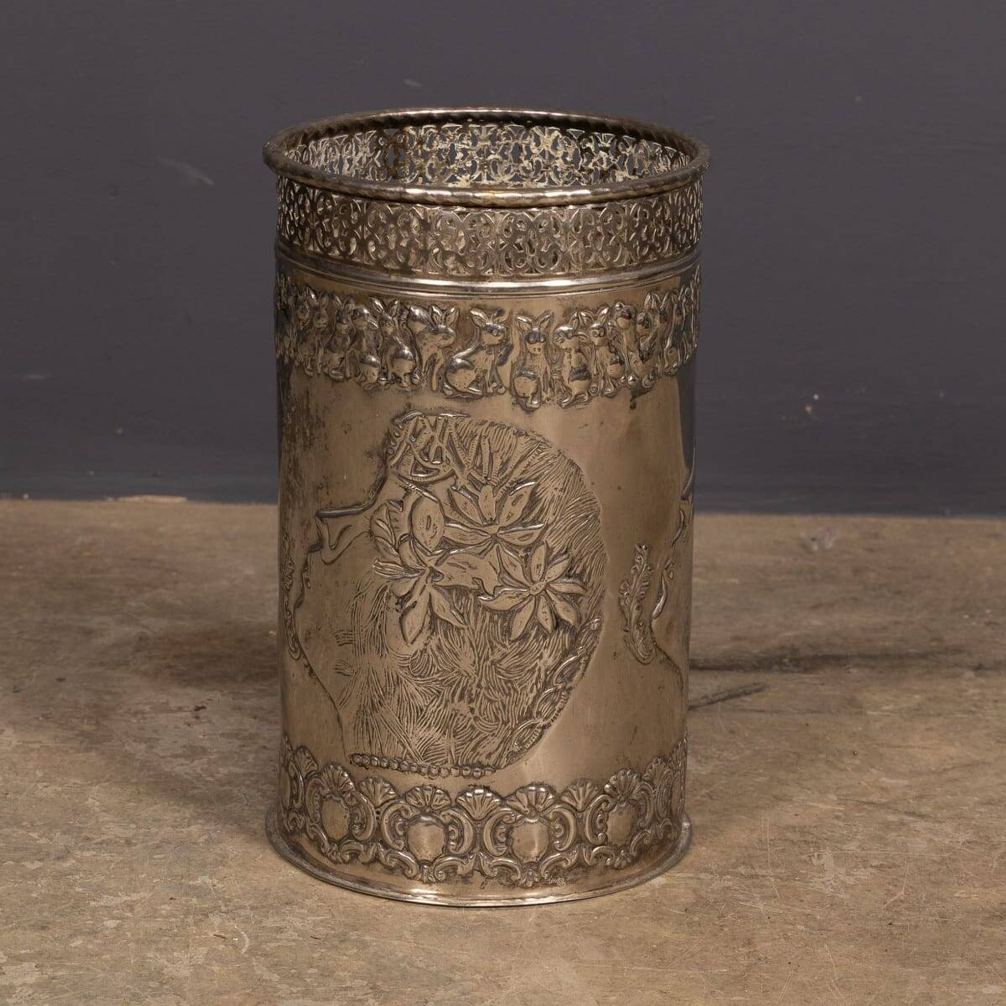 Antique Art Deco Silver Plated Waste Paper Bin c.1920