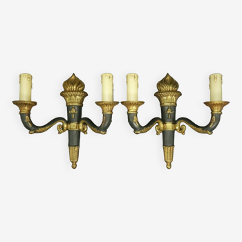 Pair of Empire style torch wall lights from PETITOT