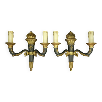 Pair of Empire style torch wall lights from PETITOT