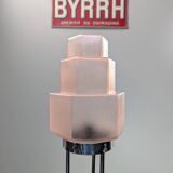 Vintage Skyscraper ceiling light, pink glass table lamp, Bauhaus Art.