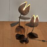 Flowers early 1970s brass lamp