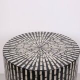 Pearlescent Mosaic Coffee Table Black&Cream 40x43 cm